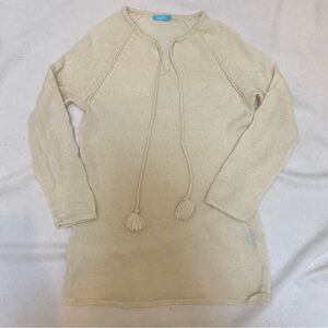j mclaughlin Cream 100 % Cashmere Sweater V Neck Tassel Tie Cutout Detail XS